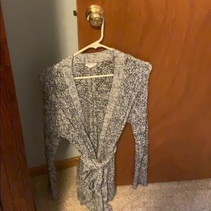 Long sleeve belted open cardigan